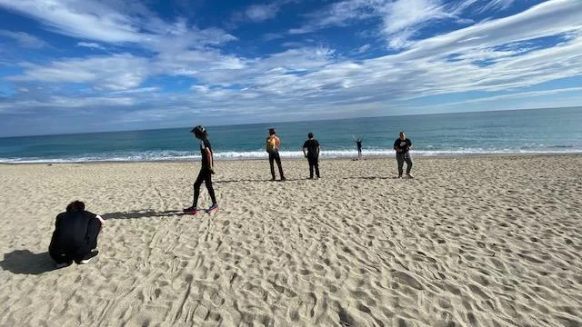 Journalistes de la Gazette de l’EPMR sur la plage d’Argelès-sur-Mer
